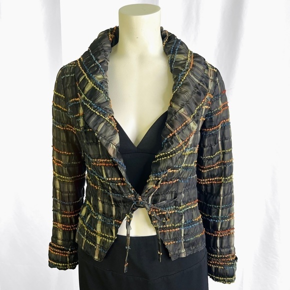 ALEXANDER MCQUEEN 1995 GREEN JACKET MULTICOLOUR STRINGS VINTAGE MADE IN ITALY 40 - Picture 6 of 17